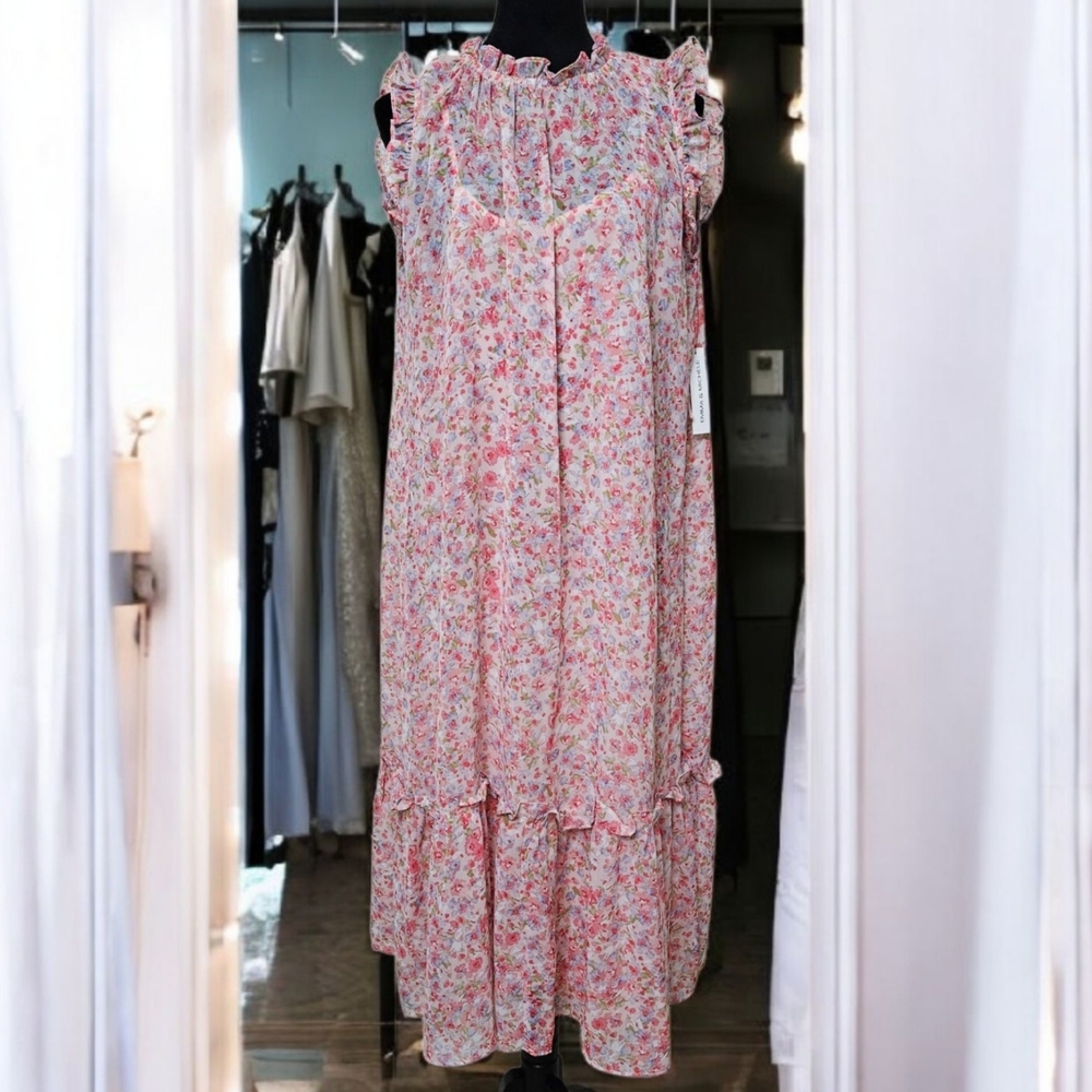 Floral Ruffle Sleeveless Dress-Size Medium